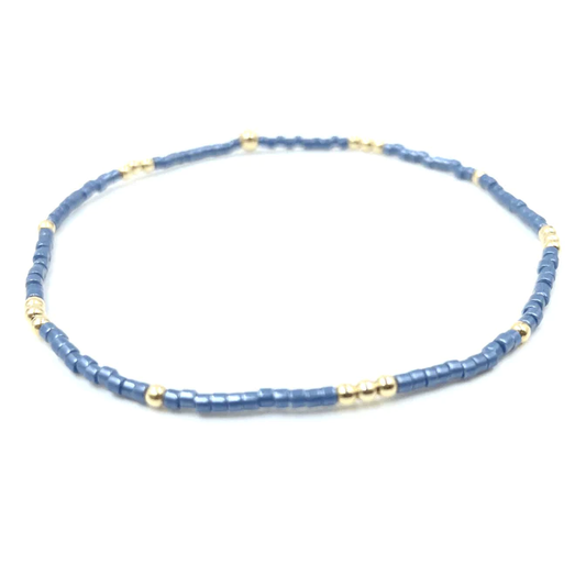 Newport Bracelet Steel Blue + Gold - Southern Belle Boutique