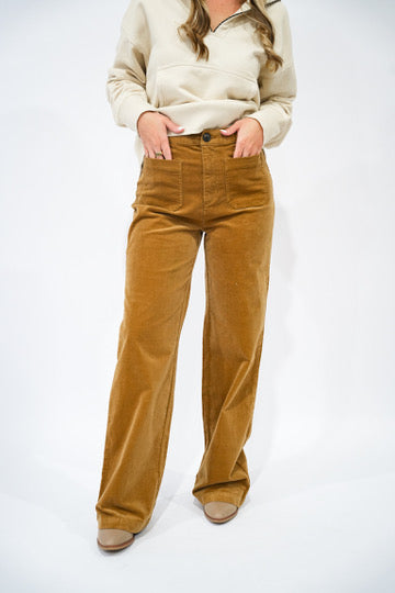 Anabel Wide Leg Pant - Spicewood Brown