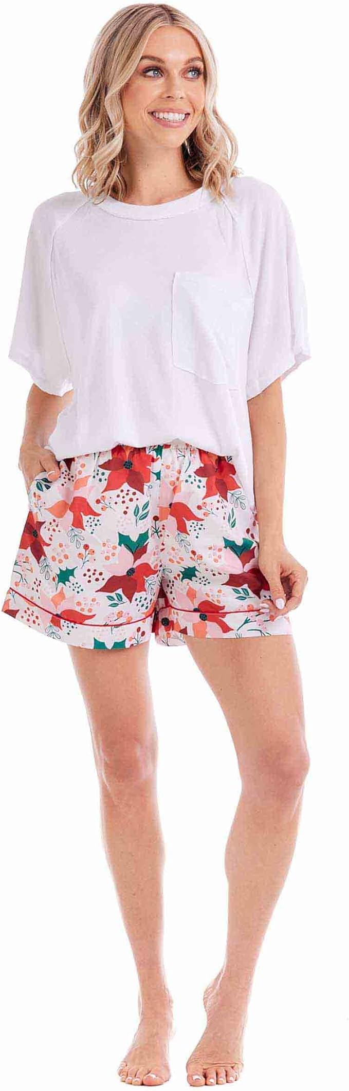 Floral Holiday Pajama Short - Southern Belle Boutique