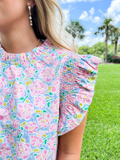 Pink Floral Print Top - Southern Belle Boutique
