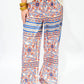 Coral Blue Scarf Print Wide Leg Pant - Southern Belle Boutique