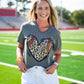 Football Cheetah Heart Tee - Southern Belle Boutique