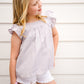 Lavender Smocked Detail Ruffle Shoulder Top