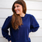 Kanni Crew Neck Puff Sleeve Top - Electric Indigo