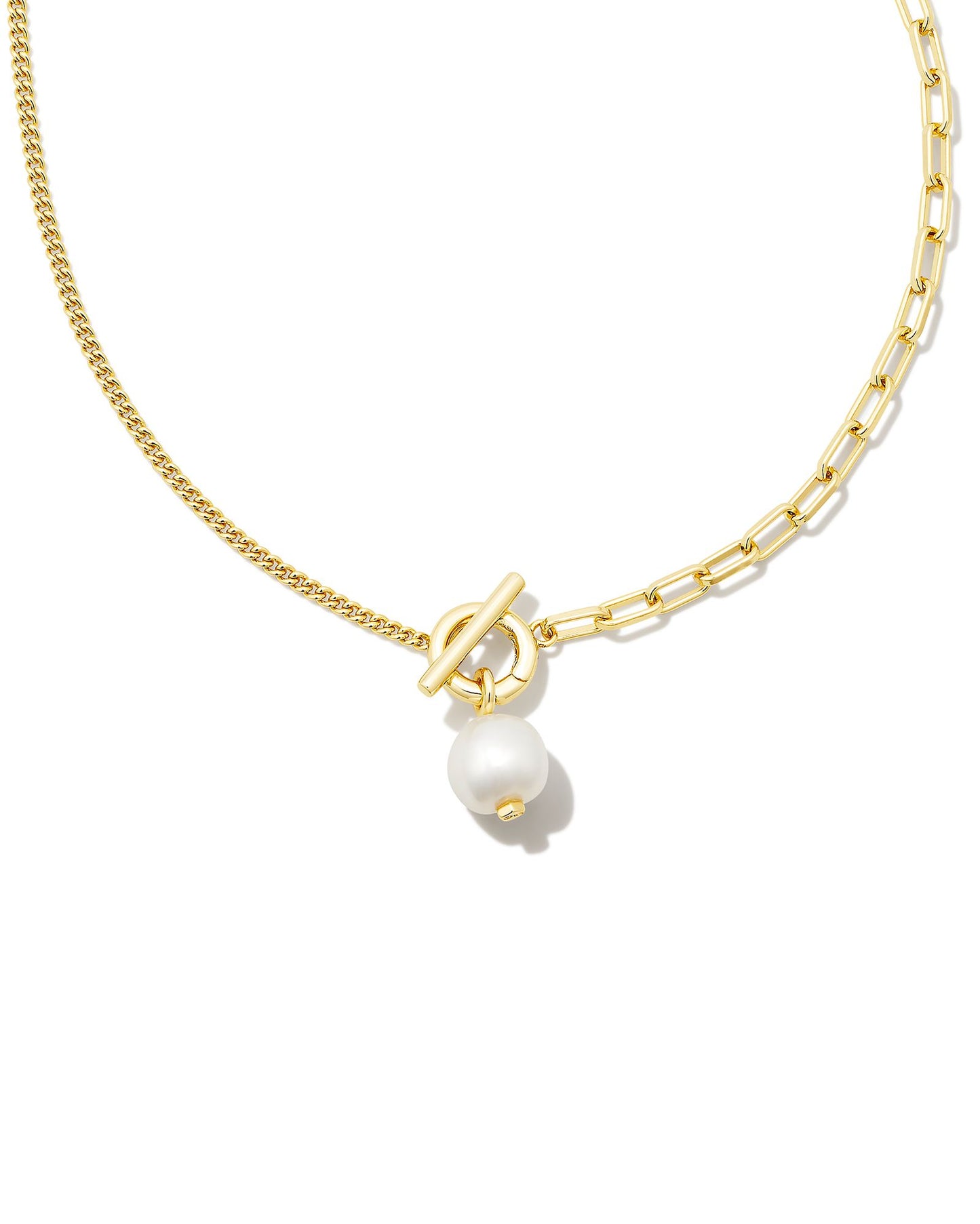 Leighton Pearl Chain Necklace Gold White Pearl - Southern Belle Boutique