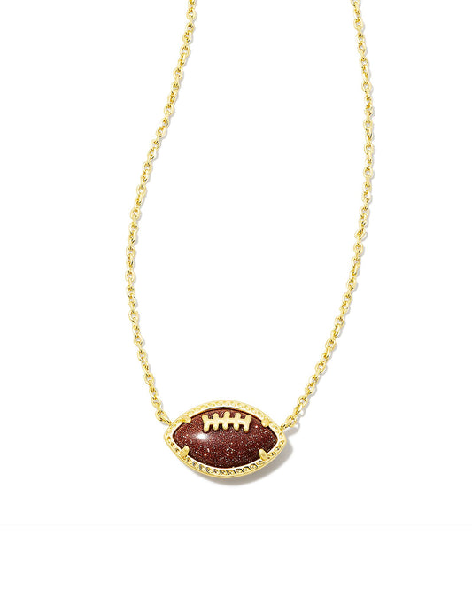 Football Short Pendant Necklace Silver Orange Goldstone - Southern Belle Boutique