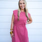Striped Crew Neck Mini Dress - Crimson Red