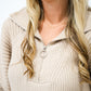 Taupe Half Zip Balloon Sleeve Sweater