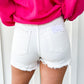 White High Rise Fray Hem Shorts - Southern Belle Boutique