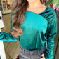 Brielle Angled Neckline Top - Forest Velvet - Southern Belle Boutique