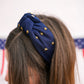 Stars Knotted Headband, Navy