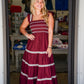 Burgundy Smocked Ruffle Cap Sleeve Dress - Southern Belle Boutique
