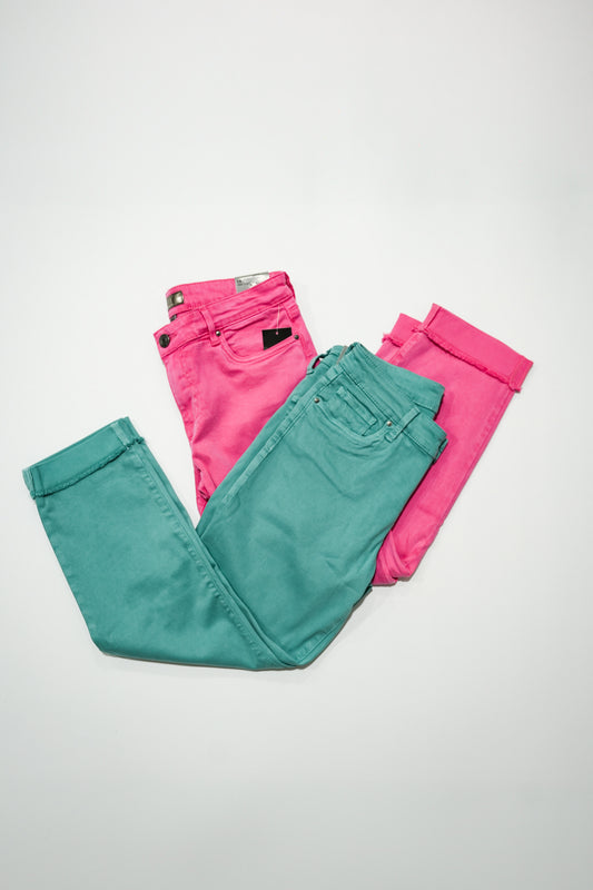 Amy Crop Straight Leg Roll up Frey - - Southern Belle Boutique
