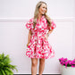 Pink Floral Button Down Mini Dress