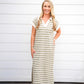Ivory Sage Striped V-Neck Midi Dress