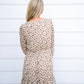 Tan Brown Spotted VNeck Front Tie Mini Dress