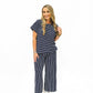 Navy Blue Striped Pant Set