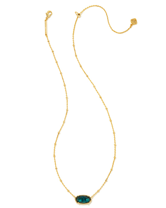 Faceted Elisa Short Pendant Necklace Gold Dark Teal Mica - Southern Belle Boutique