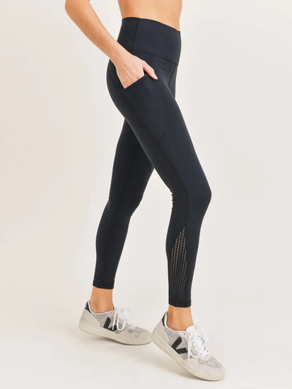 Black Leggings - Highwaist Perforated Leggings - Southern Belle Boutique