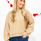 Heart Pattern Drop Shoulder Knit Pullover Sweater