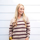 Brown Striped VNeck Sweater