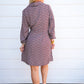 Brown Abstract Waist Tie Mini Dress