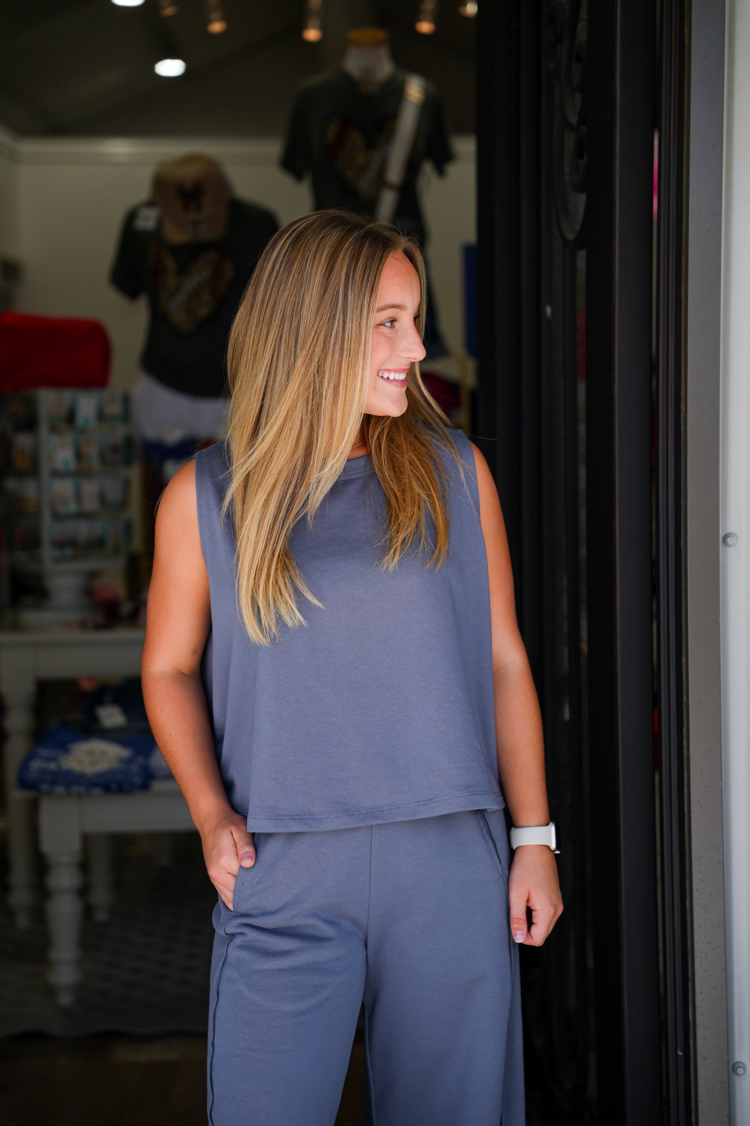 Slate Flowy Tank - Southern Belle Boutique