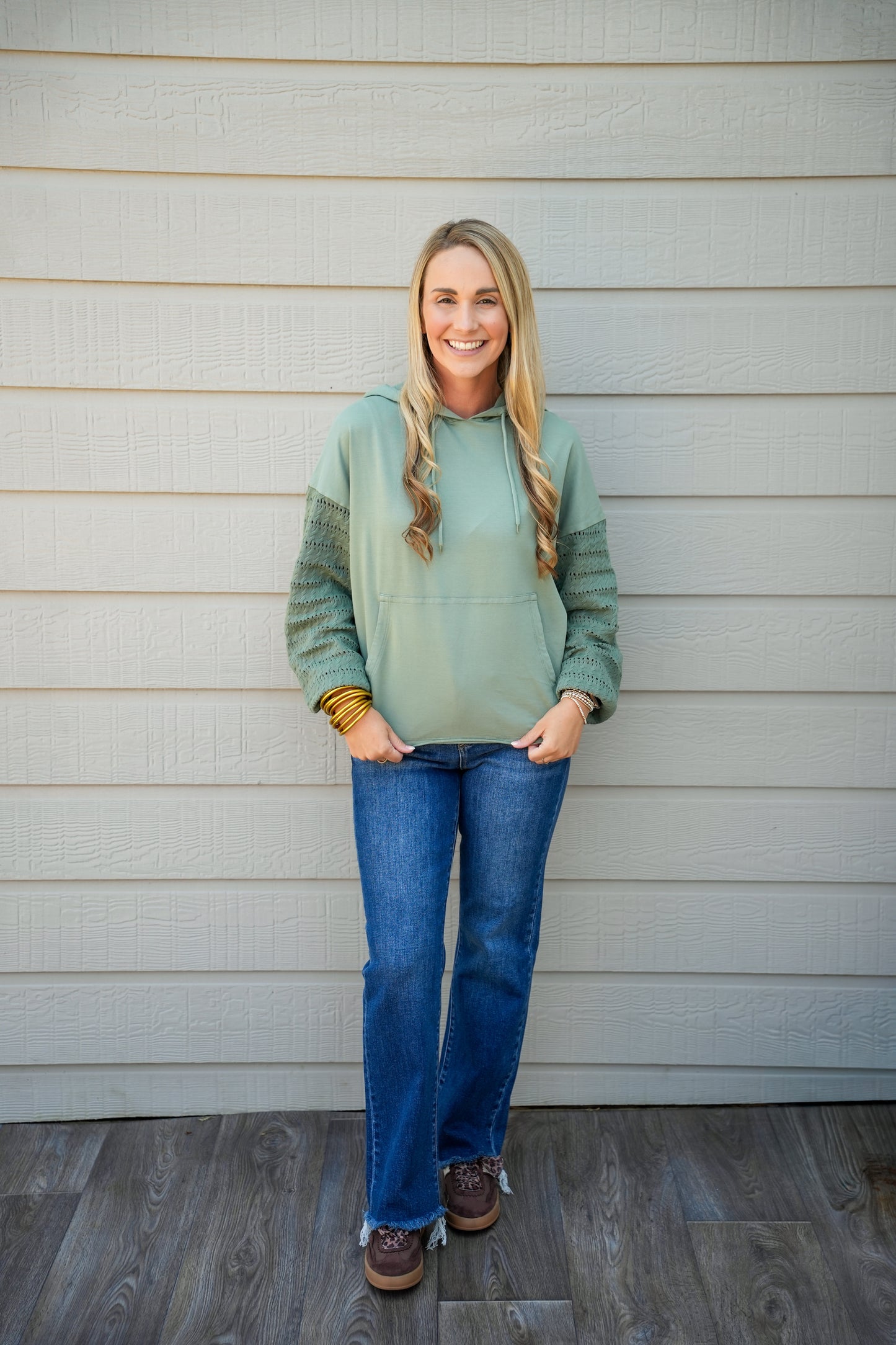 Elysia Hoodie Sweater - Slate Green