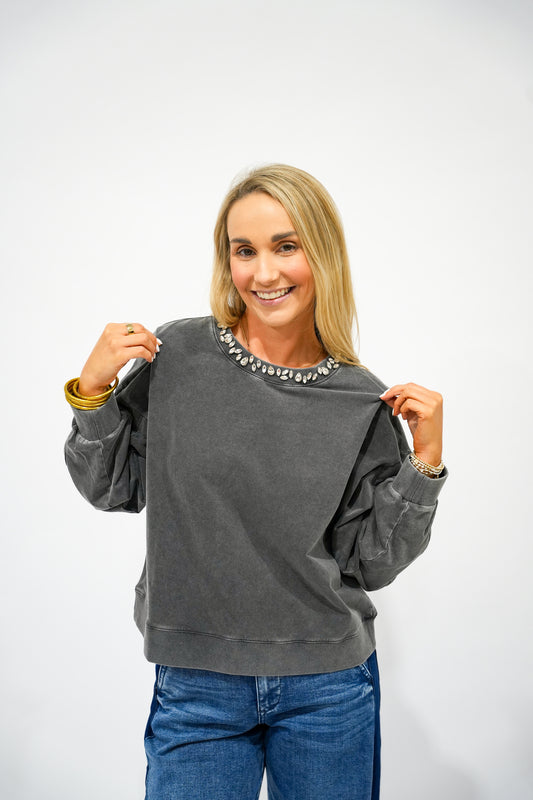 Zella Top - Black Acid Wash