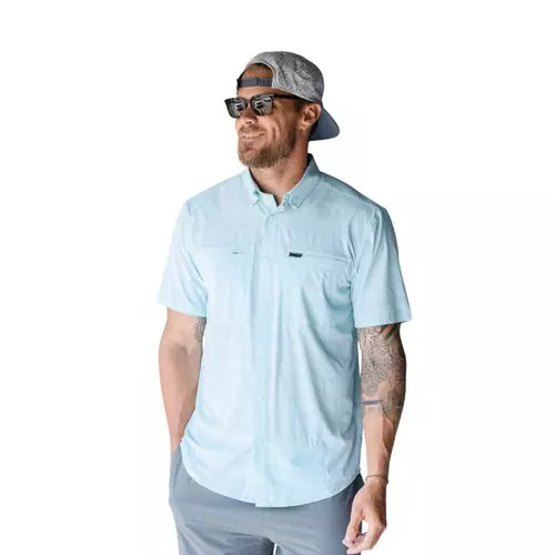 Oysterman SS Button Up - Ice Aqua - Southern Belle Boutique