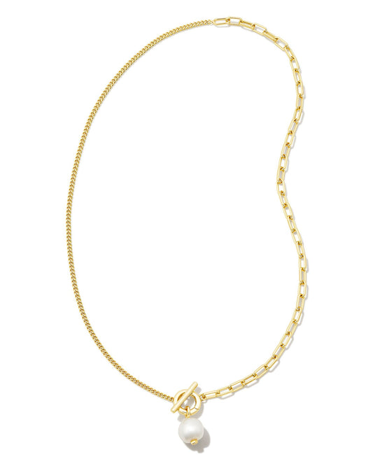 Leighton Pearl Chain Necklace Gold White Pearl - Southern Belle Boutique