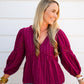 Burgundy Lace VNeck Blouse