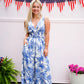 Tropical Print Royal Blue Jumpsuit