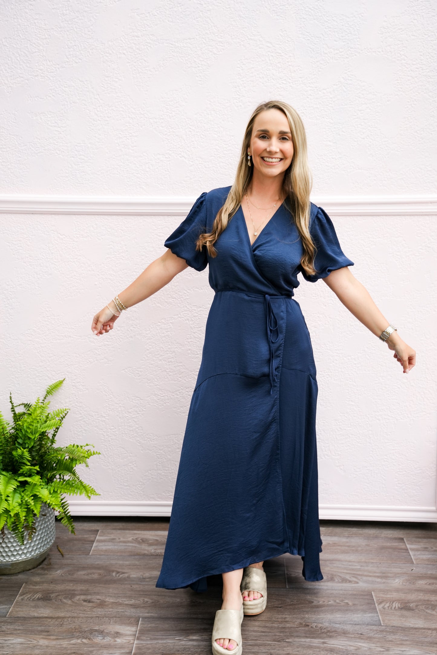 Navy Long Dress - Southern Belle Boutique