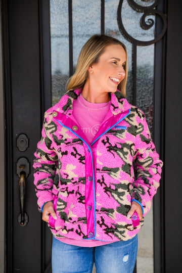 Brianna Cannon Pink Camo Pile Fleece Jacket - Southern Belle Boutique