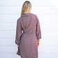 Brown Abstract Waist Tie Mini Dress