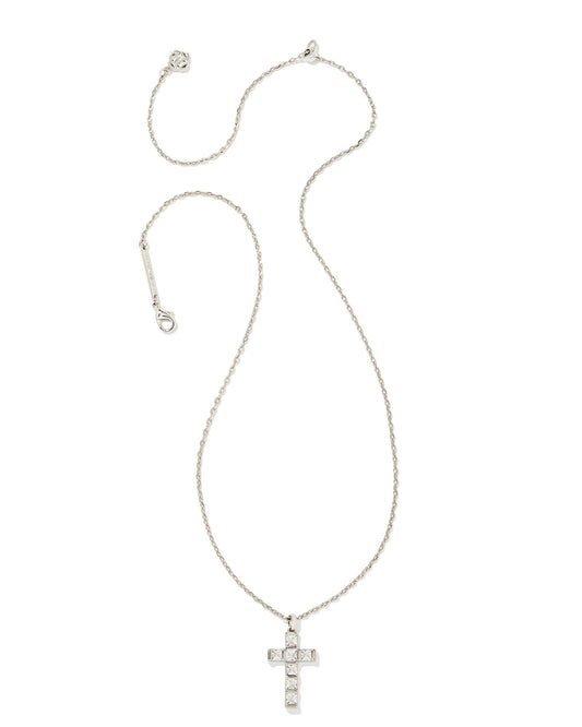 Gracie Cross Short Pendant Necklace - Silver - Southern Belle Boutique