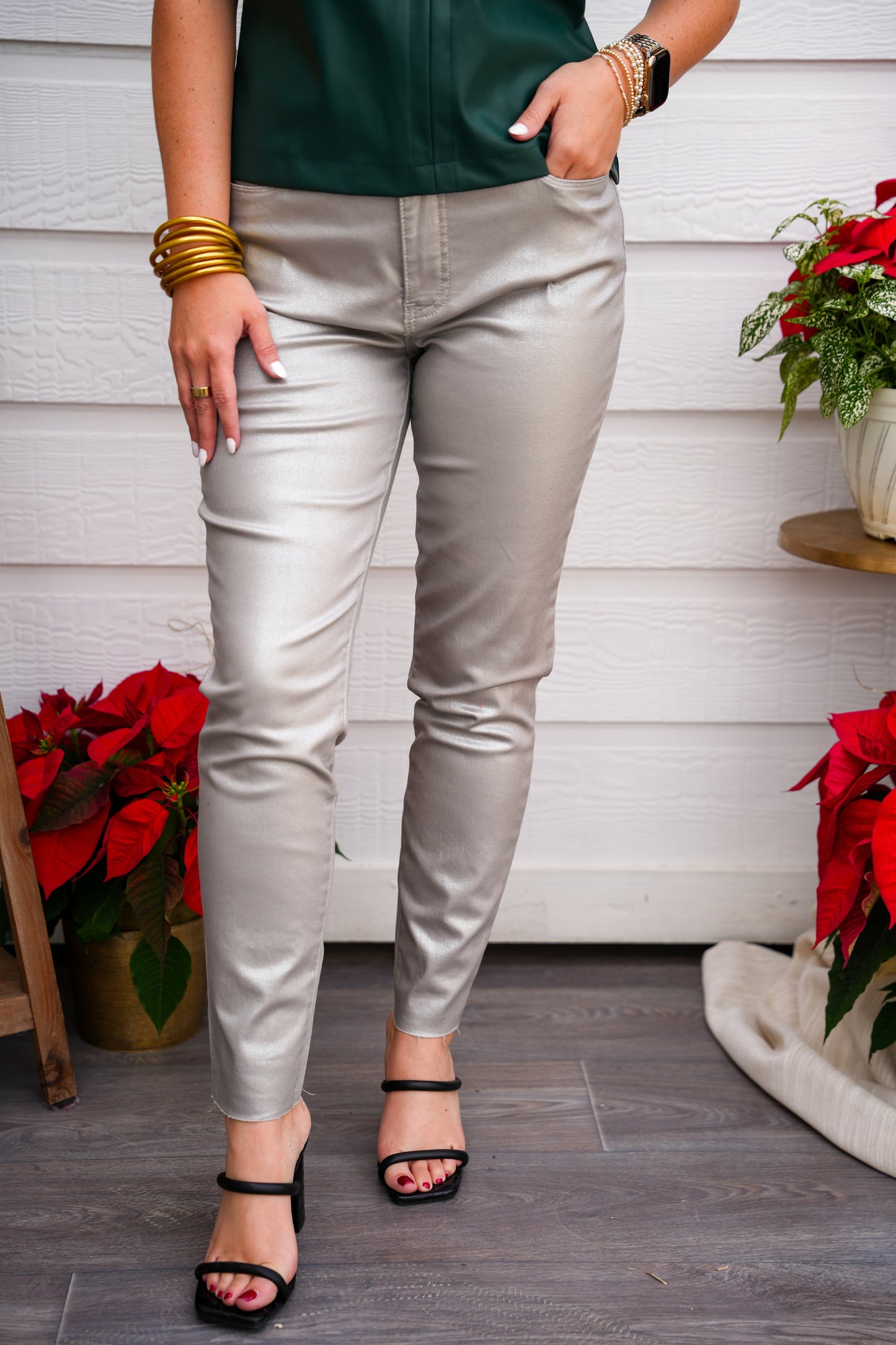 Charlize Coated High Rise Cigarette Leg - Southern Belle Boutique