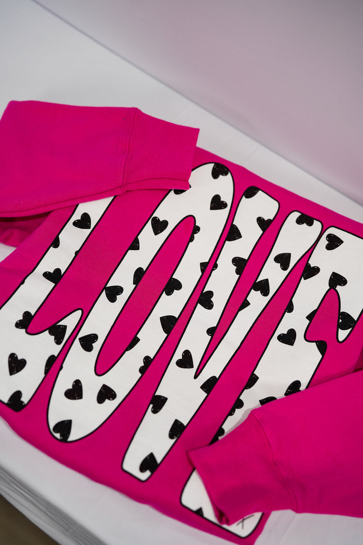 Hot Pink Love Hearts Sweatshirt