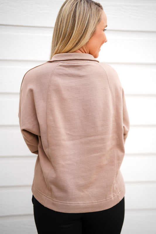 Plush Half-Zip Fleece Pullover - Toast - Southern Belle Boutique