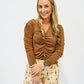 Shay Shirred Seam Suede Top - Toffee - Southern Belle Boutique