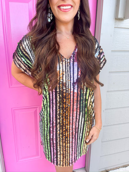 Striped Sequin Dress - Southern Belle Boutique