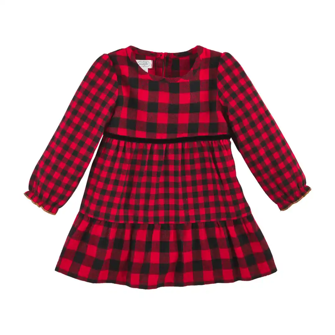 Buffalo Check Dress&amp; Headband - Southern Belle Boutique