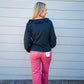 High Rise Wide Leg Front Patch Pocket Cuffed Pants - Brick
