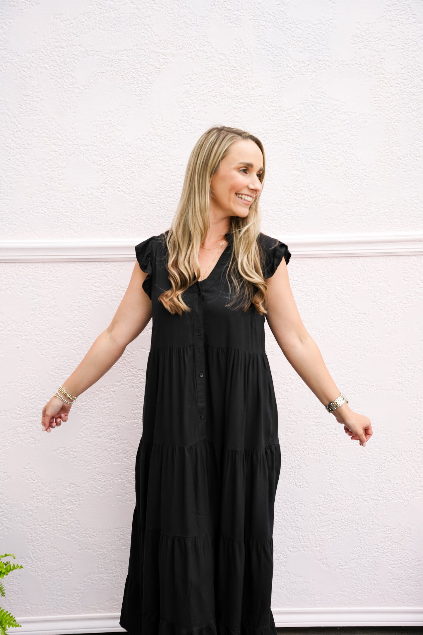 Black Multi Ruffled Dress