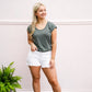 Sage Striped Sleeveless Tee