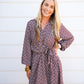 Brown Abstract Waist Tie Mini Dress