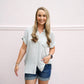 Dusty Blue/White Striped Blouse
