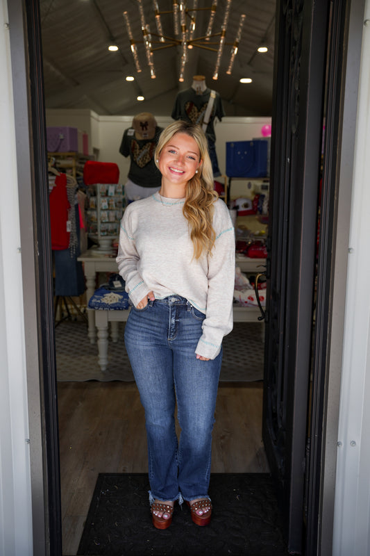 Millie Sweater - Heather Oatmeal - Southern Belle Boutique