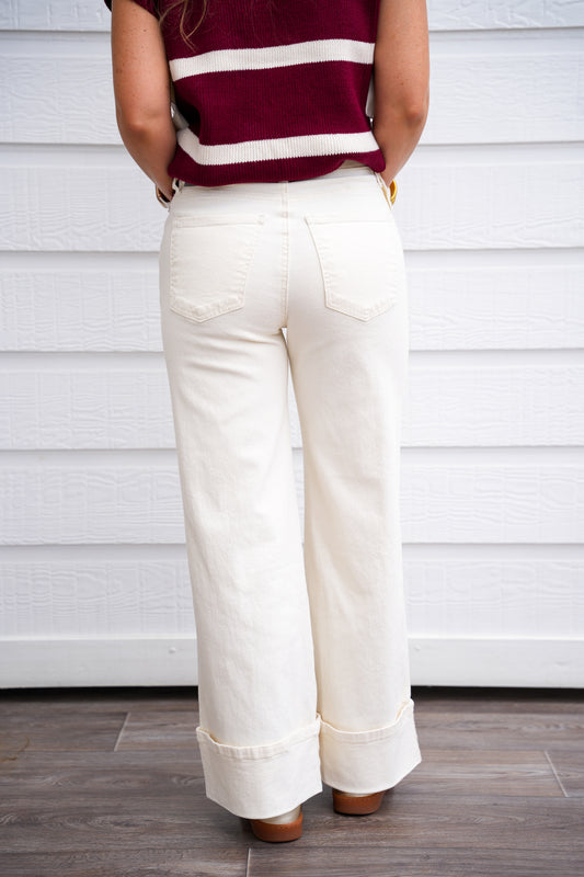 Meg High Rise Wide Leg - Candle